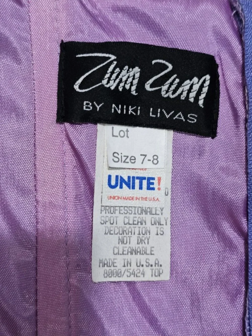 Zum Zum by Niki Livas Women's 7-8 Purple Two-Piece Formal Dress Beaded Y2K